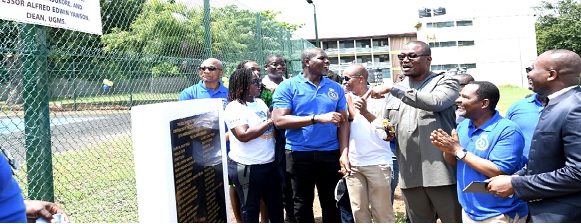 Nana Ayew Afiye (3rd from right), MP for Effiduase Asokore, with members of the year group unveiling the plaque to inaugurate the sports facility at the University of Ghana Medical School. Picture: EBOW HANSON Nana Ayew Afiye (3rd from right), MP for Effiduase Asokore, with members of the year group unveiling the plaque to inaugurate the sports facility at the University of Ghana Medical School. Picture: EBOW HANSON